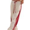 MISSACTIVER Women Side Striped Wide Leg Pants Color Block High Rise Drawstring Sweatpants Baggy Track Pants with Pockets