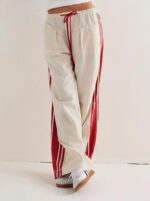 MISSACTIVER Women Side Striped Wide Leg Pants Color Block High Rise Drawstring Sweatpants Baggy Track Pants with Pockets