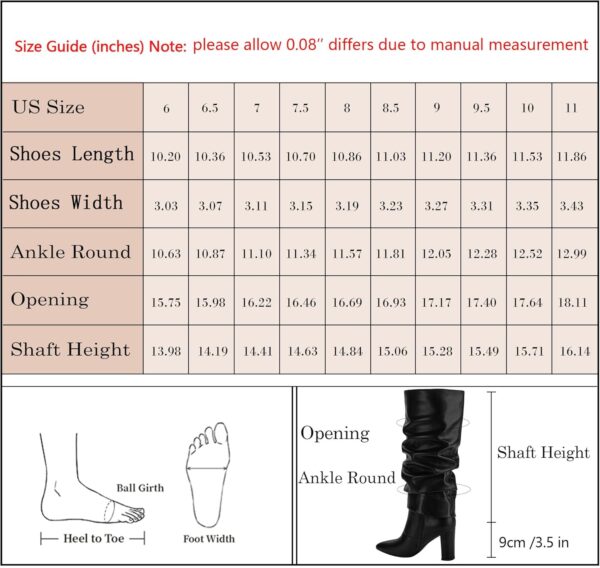 Modatope Knee High Boots Women Fold Over Knee High Boots Chunky High Heels Long Boots Zipper Pointed Toe Dress Tall Boots for Women