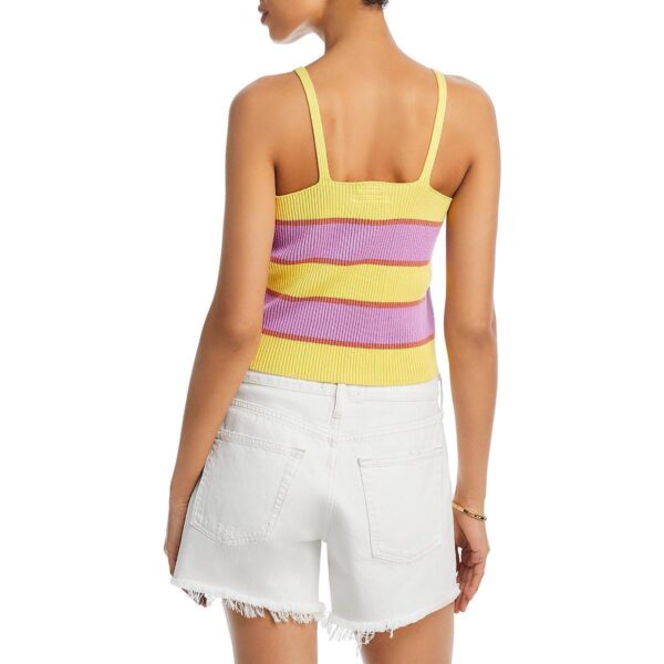 Mother Womens Yellow Striped Tank Ribbed Pullover Top Shirt L BHFO 3785