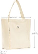 Moyaqi Canvas Tote Bag with Yoga Mat Carrier Pocket Carryall Shoulder Bag for Office, Workout, Pilates, Travel, Beach and Gym