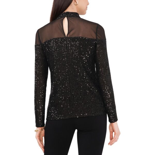 MSK Womens Black Illusion Sequined Blouse Shirt S BHFO 5190