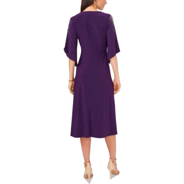 MSK Womens Purple Faux Wrap Beaded Midi Dress Petites PL BHFO 5123