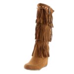 Nature Breeze Bridget-02Hi Moccasin Fringe Fashion Boots