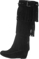 Nature Breeze Bridget-02Hi Moccasin Fringe Fashion Boots