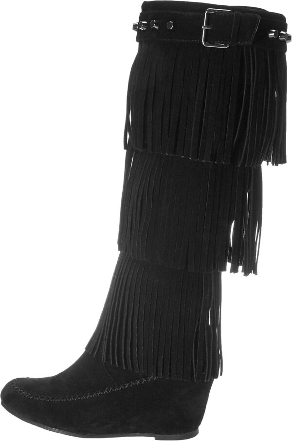 Nature Breeze Bridget-02Hi Moccasin Fringe Fashion Boots