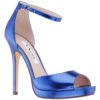 Nina Womens Famia Blue Leather Peep-Toe Pumps Shoes 7.5 Medium (B,M) BHFO 2399