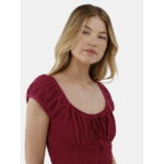 No Boundaries Pucker Peasant Top, Women’s