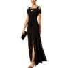 NW Nightway Womens Black Cold Shoulder Evening Dress Gown Petites 10P BHFO 0879