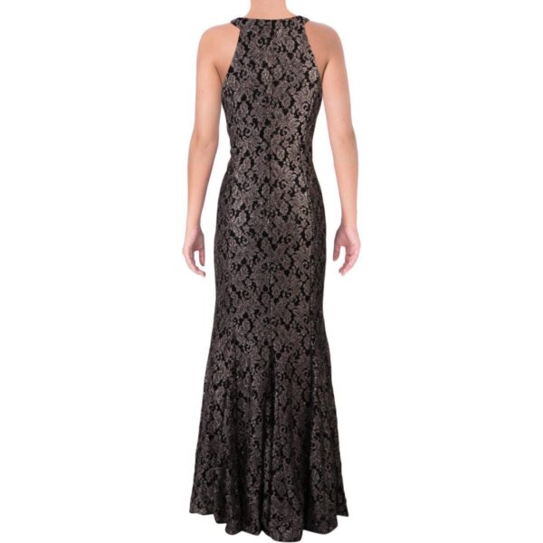 NW Nightway Womens Black Glitter Lace Keyhole Evening Dress Gown 4 BHFO 5379