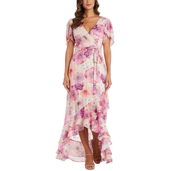 NW Nightway Womens Pink Ruffled Long Evening Dress Gown 10 BHFO 7668