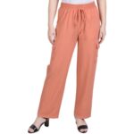 NY Collection Womens Orange Slub Utiliy Cargo Pants Petites PM BHFO 4130