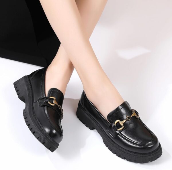 OKJ Loafers for Women Chunky Women's Loafers & Slip-ons Fashion Penny Comfort Business Casual Shoes Dressy Office Work Slip on Black Platform Loafers for Womens