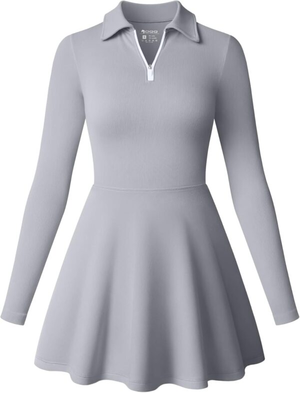 OQQ Womens Dress Casual Long Sleeve Elastic Simple A-Line Zipper Mini Dress