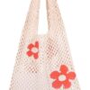 Ovida Crochet Tote Bag Mesh Beach Bag Fairycore Hobo Bag Fairy Grunge Aesthetic Shoulder Bag Y2k Purse for Women Girls