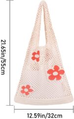 Ovida Crochet Tote Bag Mesh Beach Bag Fairycore Hobo Bag Fairy Grunge Aesthetic Shoulder Bag Y2k Purse for Women Girls