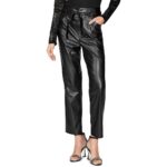 Paige Womens Kina Black Faux Leather High Rise Straight Leg Pants 14 BHFO 2662