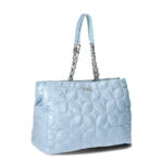 Paris Hilton Women's Carson Quilted Nylon Triple Compartment Tote, Baby Blue