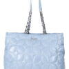 Paris Hilton Women's Carson Quilted Nylon Triple Compartment Tote, Baby Blue