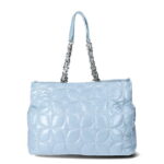 Paris Hilton Women's Carson Quilted Nylon Triple Compartment Tote, Baby Blue