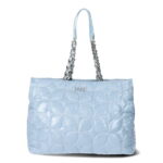 Paris Hilton Women's Carson Quilted Nylon Triple Compartment Tote, Baby Blue