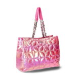 Paris Hilton Women's Carson Quilted Nylon Triple Compartment Tote, Iridescent Pink