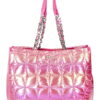 Paris Hilton Women's Carson Quilted Nylon Triple Compartment Tote, Iridescent Pink