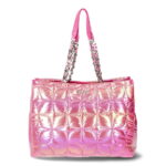 Paris Hilton Women's Carson Quilted Nylon Triple Compartment Tote, Iridescent Pink