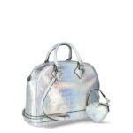 Paris Hilton Women's Geneva Triple Compartment Quilted Satchel & Heart Coin Purse, Iridescent Silver