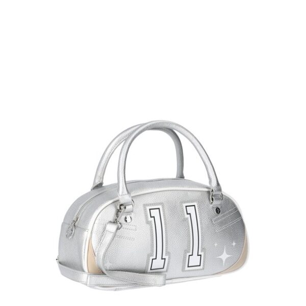 Paris Hilton Women's Number 11 Bowler Bag, Silver Metallic