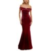 Pear Culture Womens Red Satin Long Formal Evening Dress Gown Juniors 0 BHFO 8718