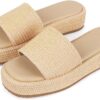 Platform Sandals for Women Espadrille Sandals Wedge Sandals for Women Cute Beach Straw Raffia Sandals Comfortable Brown Sandals Vacation for Women