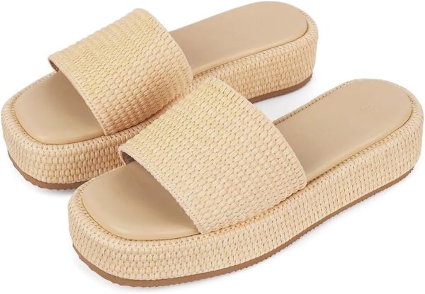 Platform Sandals for Women Espadrille Sandals Wedge Sandals for Women Cute Beach Straw Raffia Sandals Comfortable Brown Sandals Vacation for Women