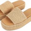 Platform Sandals for Women Espadrille Sandals Wedge Sandals for Women Cute Beach Straw Raffia Sandals Comfortable Brown Sandals Vacation for Women