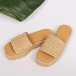 Platform Sandals for Women Espadrille Sandals Wedge Sandals for Women Cute Beach Straw Raffia Sandals Comfortable Brown Sandals Vacation for Women