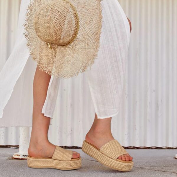 Platform Sandals for Women Espadrille Sandals Wedge Sandals for Women Cute Beach Straw Raffia Sandals Comfortable Brown Sandals Vacation for Women