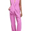 PRETTYGARDEN Women's 2 Piece Outfits Sleeveless Suit Vest and Wide Leg Pants Business Casual Blazer Sets