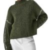 PRETTYGARDEN Women's Chunky Knit Winter Sweaters Casual Long Sleeve Mock Neck Oversized Loose Pullover Sweater Tops