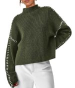 PRETTYGARDEN Women's Chunky Knit Winter Sweaters Casual Long Sleeve Mock Neck Oversized Loose Pullover Sweater Tops