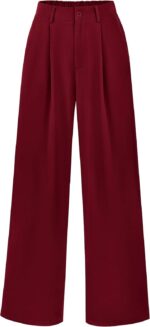 PRETTYGARDEN Women's Wide Leg Suit Pants Loose Fit High Elastic Waisted Business Casual Long Trousers Pant