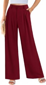 PRETTYGARDEN Women's Wide Leg Suit Pants Loose Fit High Elastic Waisted Business Casual Long Trousers Pant