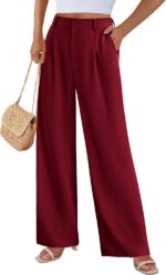 PRETTYGARDEN Women's Wide Leg Suit Pants Loose Fit High Elastic Waisted Business Casual Long Trousers Pant