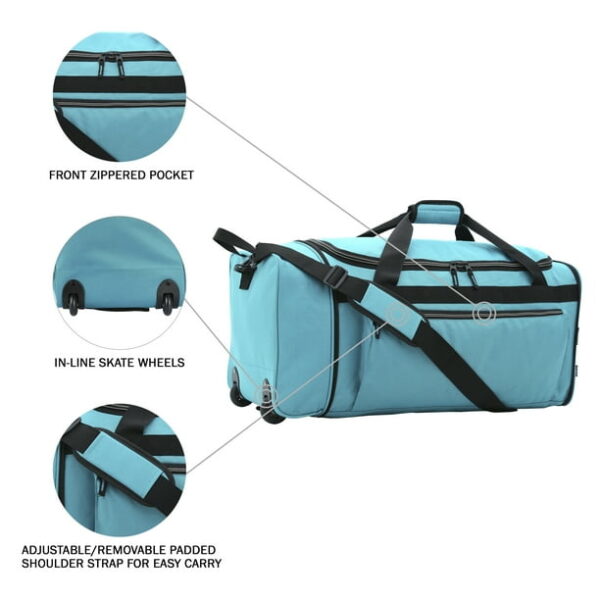 Protégé 28" Rolling Collapsible Travel Duffel Bag for All Ages, Teal