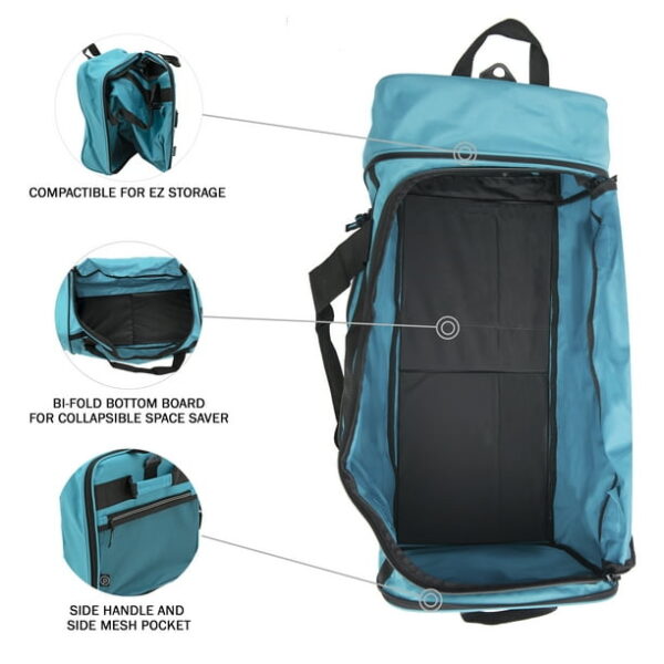 Protégé 28" Rolling Collapsible Travel Duffel Bag for All Ages, Teal