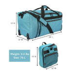 Protégé 28" Rolling Collapsible Travel Duffel Bag for All Ages, Teal