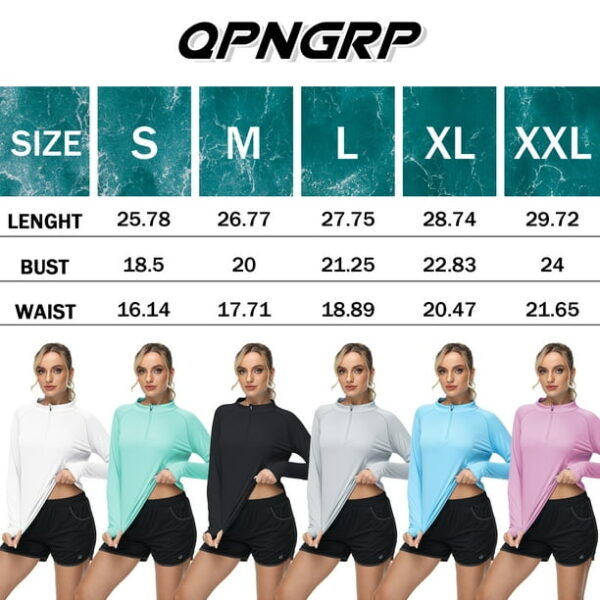 QPNGRP Women's Long Sleeve Shirts UPF 50+ Sun Protection SPF Quick Dry Lightweight T-Shirt Swim Hiking Runing Fishing Tops White M