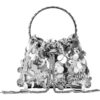 QZUnique Rhinestone/Sequin Bucket Bag with Jewelry Set Women Silver Bling Evening Handbag Glitter Diamond Cell Phone Purse