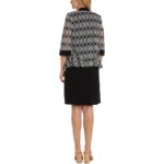 R&M Richards Womens B/W Wear to Work Jacket Two Piece Dress Petites 8P BHFO 2148