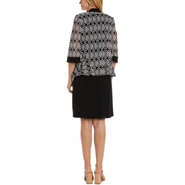 R&M Richards Womens B/W Wear to Work Jacket Two Piece Dress Petites 8P BHFO 2148