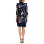 R&M Richards Womens Navy 2PC Floral Work Two Piece Dress Petites 10P BHFO 8639